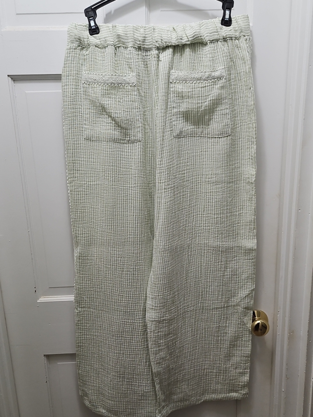Women's Light Sage Drawstring Relaxed Pants Gauze Lace XL NWT - Picture 6 of 10